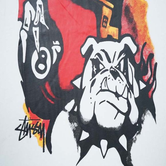 STUSSY Skull Dog T-Shirt - White Short Sleeve - Picture 14 of 16